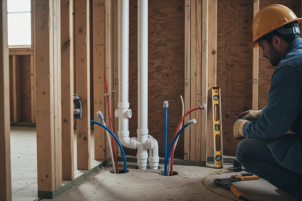 Drain and supply rough-in during Drain Cleaning in West Alexandria
